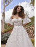 Sweetheart Neck Ivory Lace Tulle Wedding Dress With Detachable Sleeves